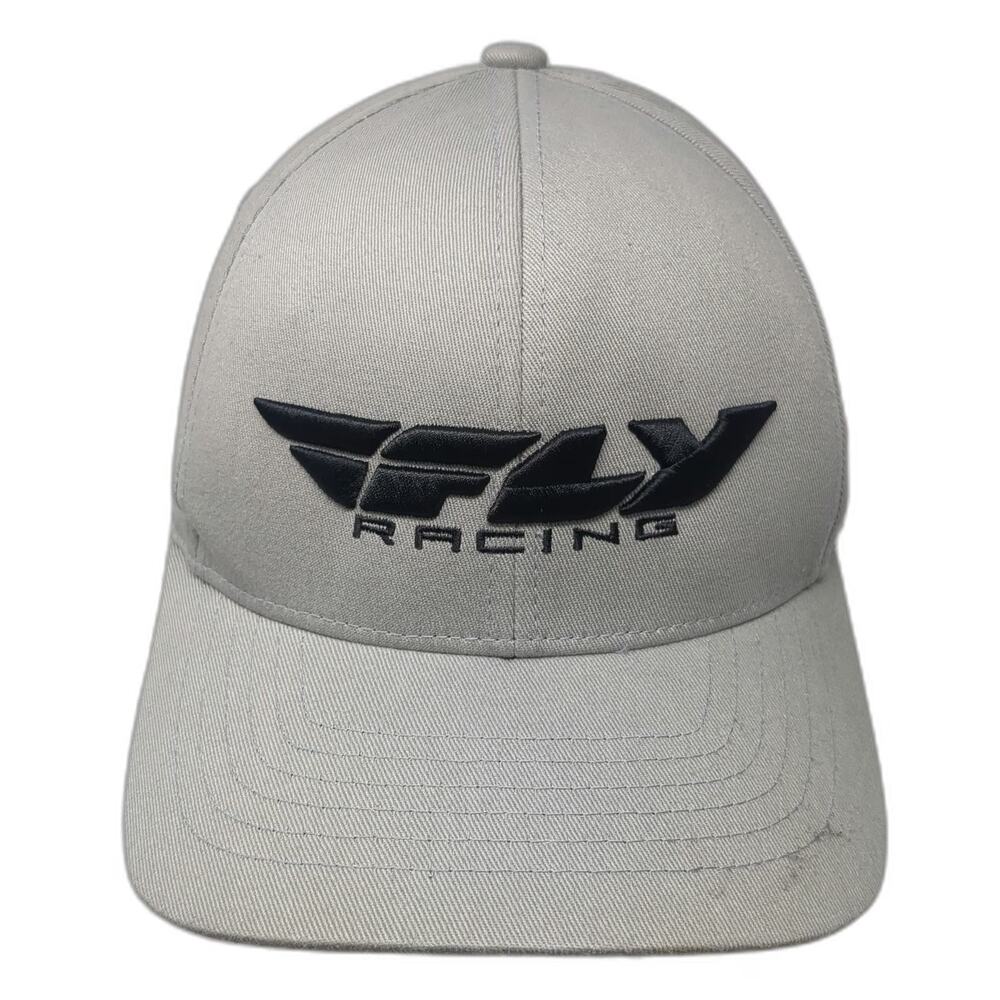 Fly Racing Baseball Cap Gray XL Fitted Embroidered Wing Logo Curved Brim Hat